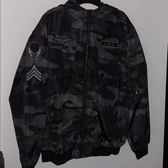 Grey thick bomber hoodie - Picture 1 of 6